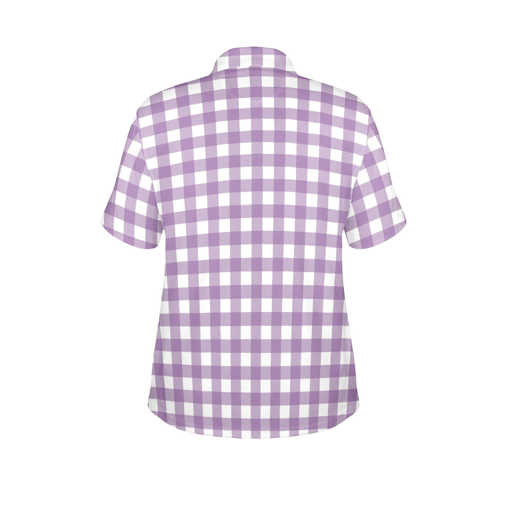 Gingham Women's All Over Print Polo Shirt