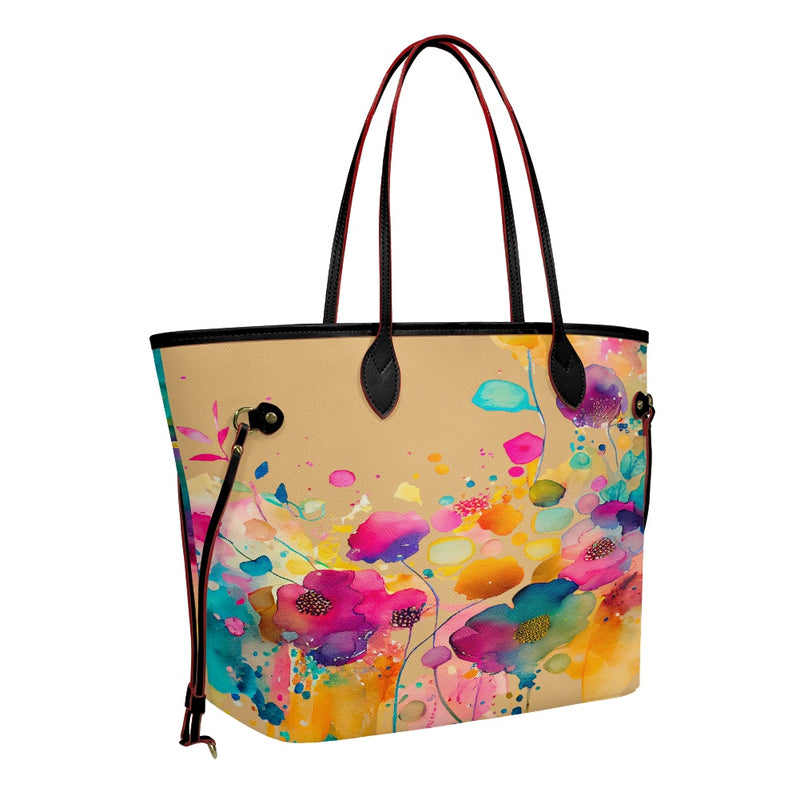 Women PU Leather Handbags, Floral Purse