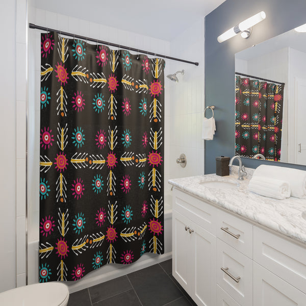 Shower Curtain, Black and White Shower Curtain, Bathroom Decor, Aztec Print Shower Curtain