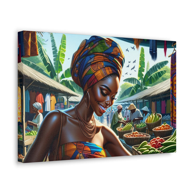 African Marketplace, African Inspired Canvas, Home Decor, Wall Decoration