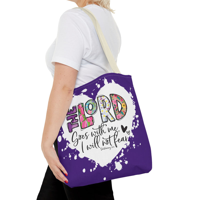 Faith-Inspired Tote Bag | The Lord Goes With Me | Religious Gift, Christian Accessory, Inspirational Bag, Church Tote, Spiritual Shopper