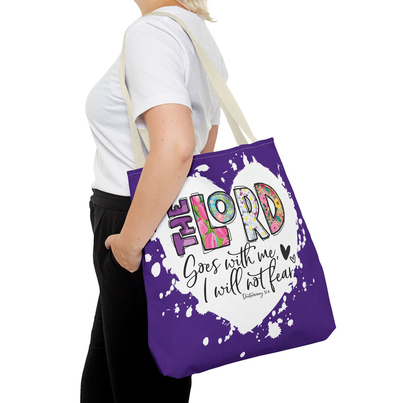 Faith-Inspired Tote Bag | The Lord Goes With Me | Religious Gift, Christian Accessory, Inspirational Bag, Church Tote, Spiritual Shopper