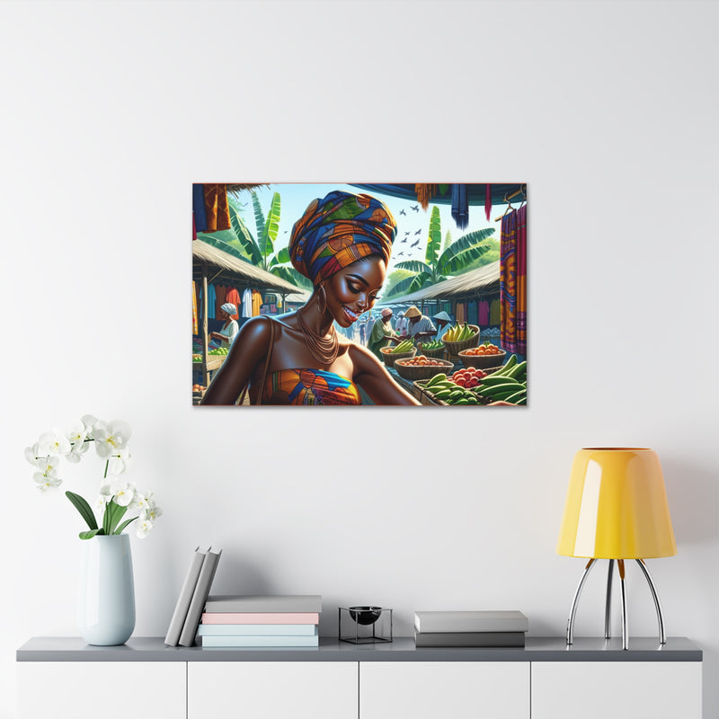 African Marketplace, African Inspired Canvas, Home Decor, Wall Decoration