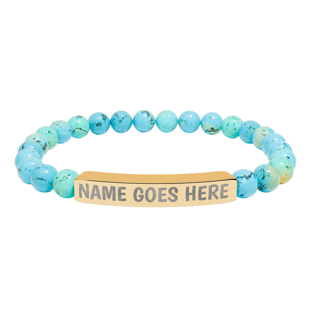 Engraved Natural Stone Stretch Bracelet