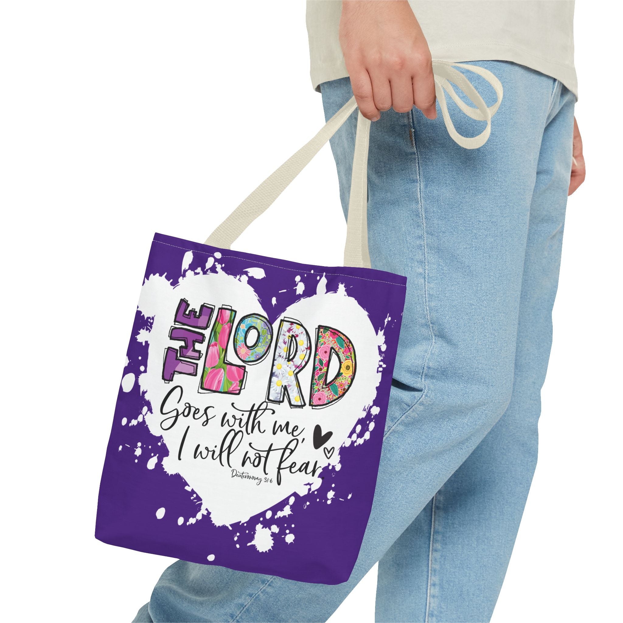 Faith-Inspired Tote Bag | The Lord Goes With Me | Religious Gift, Christian Accessory, Inspirational Bag, Church Tote, Spiritual Shopper