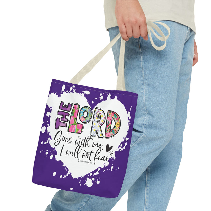Faith-Inspired Tote Bag | The Lord Goes With Me | Religious Gift, Christian Accessory, Inspirational Bag, Church Tote, Spiritual Shopper