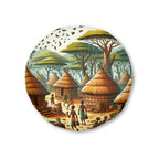 Floor Pillow, Tufted Round Floor Pillow, Reading Pillow, African Print Pillow, African Village