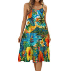 Spaghetti Strap Ankle-Length Dress, Hawaii orange