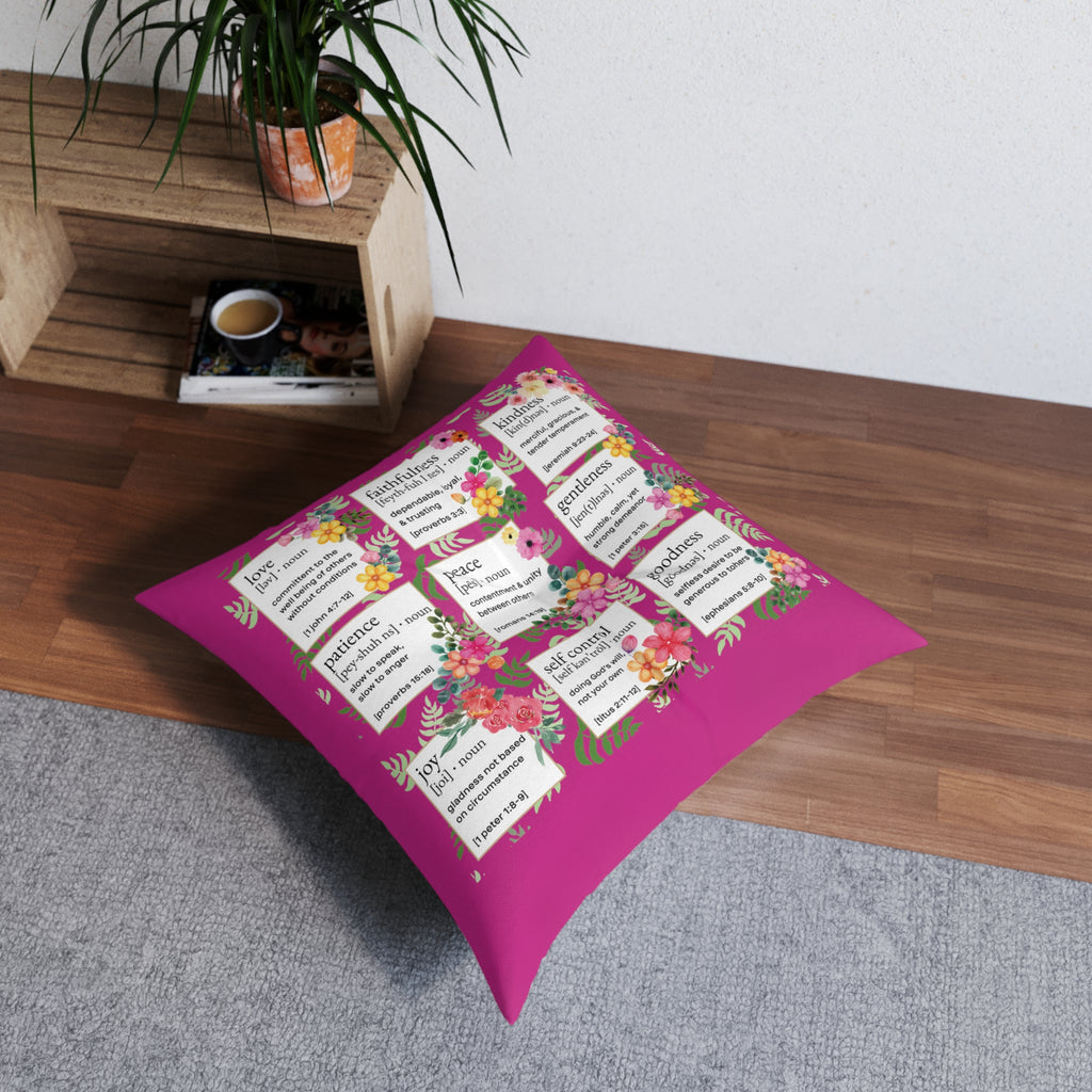 Prayer Pillow, Meditation Pillow, Floor Pillow, Square Pillow, Fruits of the Spirit