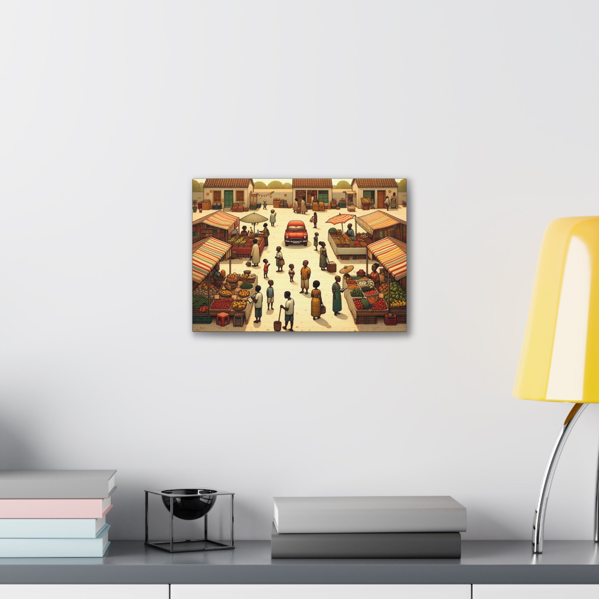 Market Scene Canvas Art Print, Colorful Home Decor, Cultural Wall Art, Gift for Art Lovers, Unique Living Room Decoration