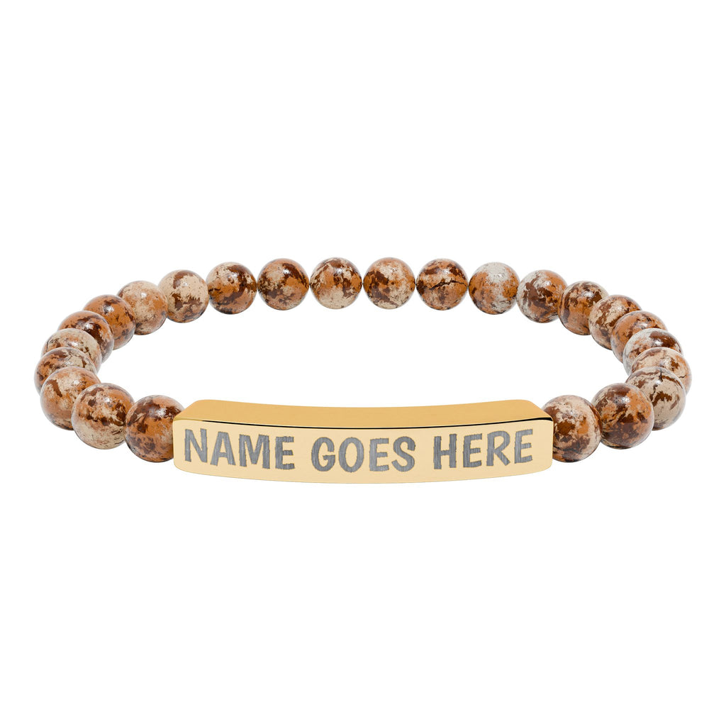 Engraved Natural Stone Stretch Bracelet