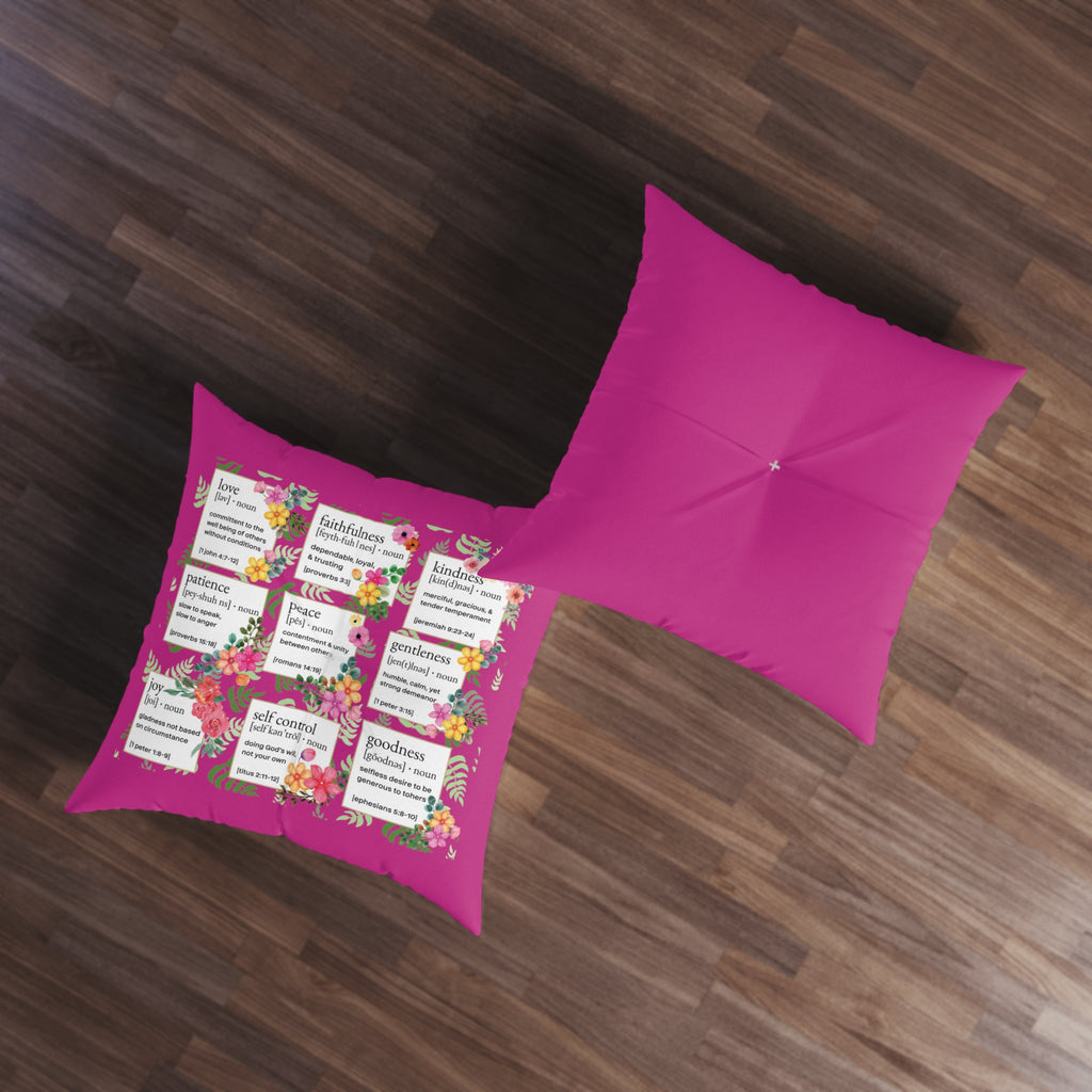 Prayer Pillow, Meditation Pillow, Floor Pillow, Square Pillow, Fruits of the Spirit