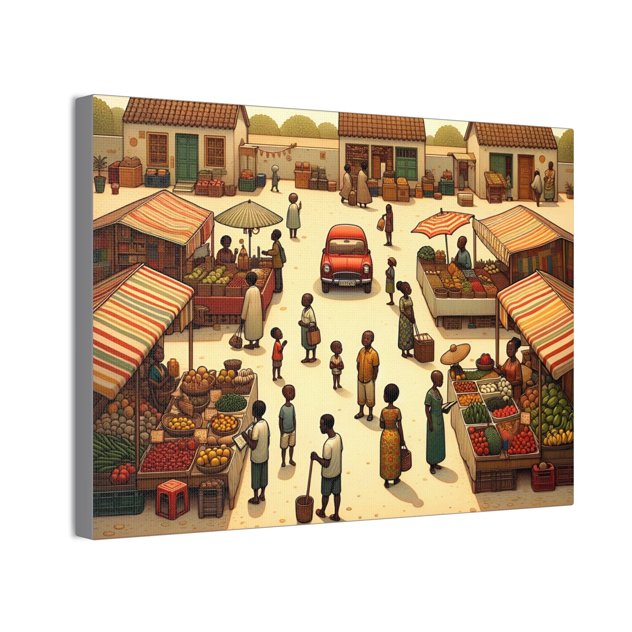 Market Scene Canvas Art Print, Colorful Home Decor, Cultural Wall Art, Gift for Art Lovers, Unique Living Room Decoration