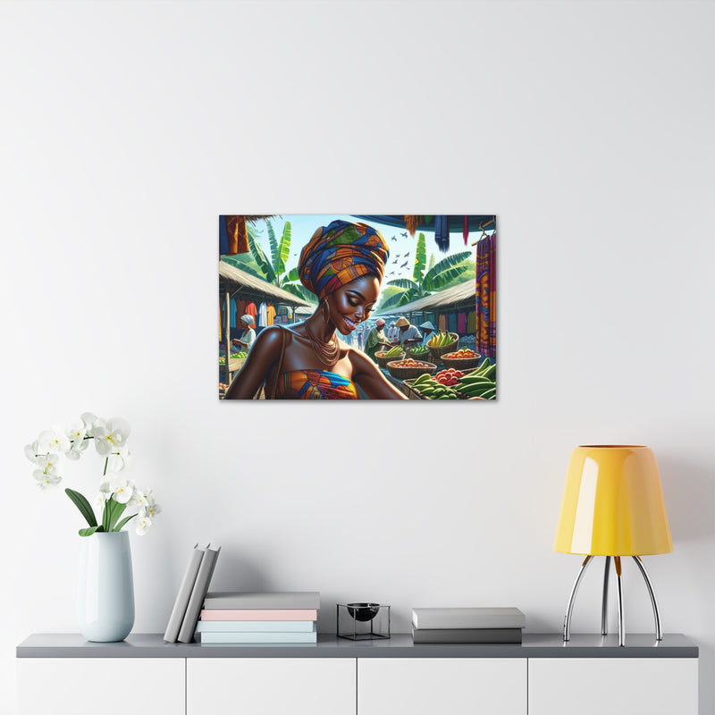 African Marketplace, African Inspired Canvas, Home Decor, Wall Decoration