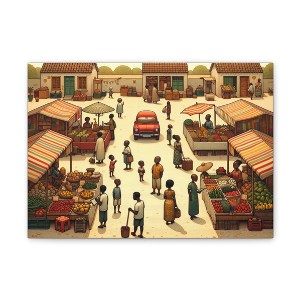 Market Scene Canvas Art Print, Colorful Home Decor, Cultural Wall Art, Gift for Art Lovers, Unique Living Room Decoration