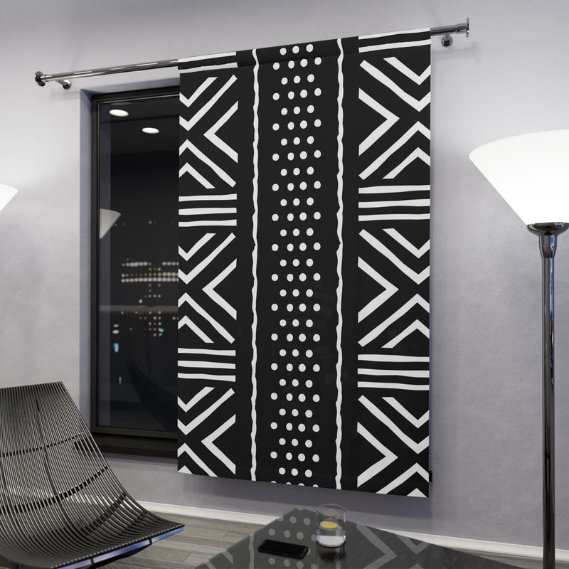 Window Curtains (1 Piece), African Print Curtains, Black and White Curtains