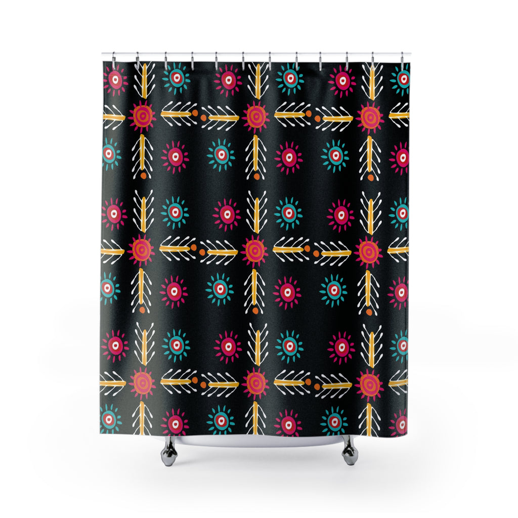 Shower Curtain, Black and White Shower Curtain, Bathroom Decor, Aztec Print Shower Curtain