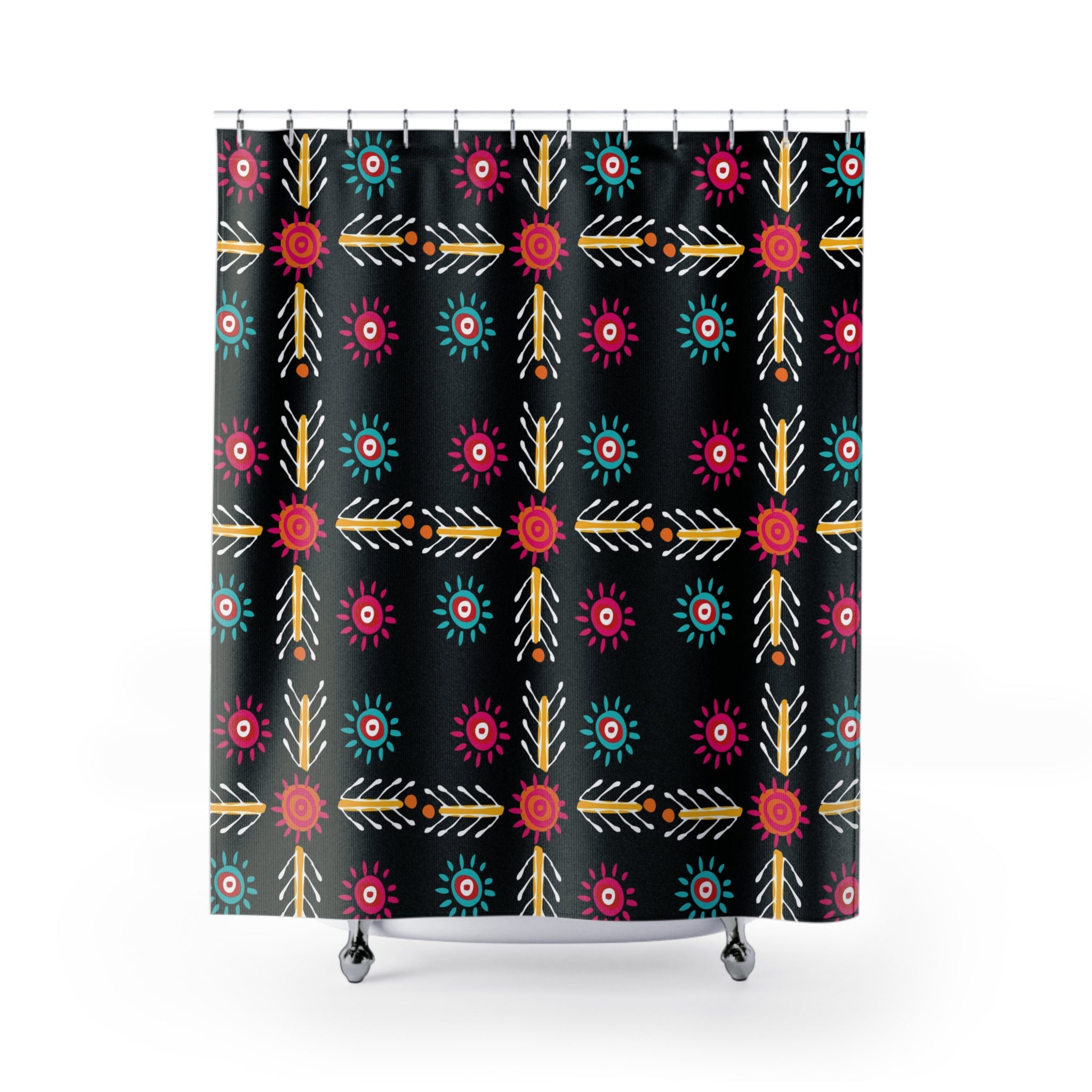 Shower Curtain, Black and White Shower Curtain, Bathroom Decor, Aztec Print Shower Curtain