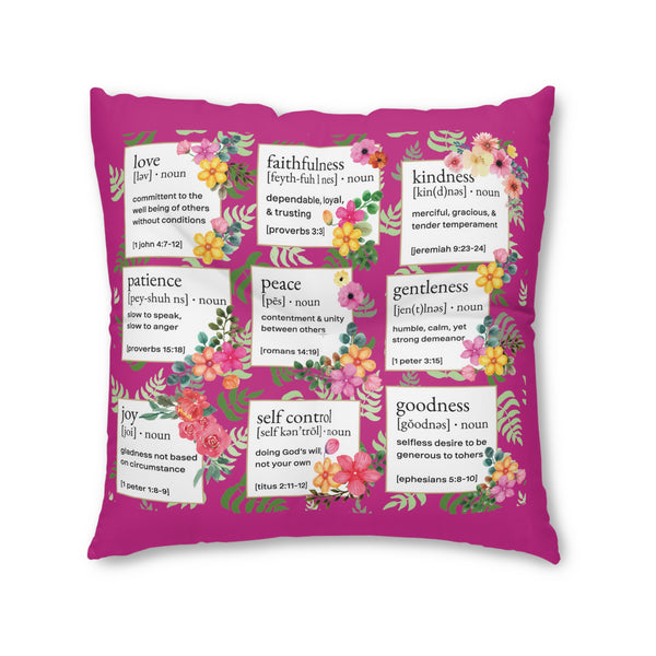 Prayer Pillow, Meditation Pillow, Floor Pillow, Square Pillow, Fruits of the Spirit