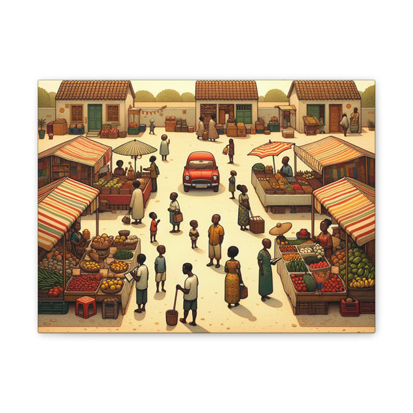 Market Scene Canvas Art Print, Colorful Home Decor, Cultural Wall Art, Gift for Art Lovers, Unique Living Room Decoration