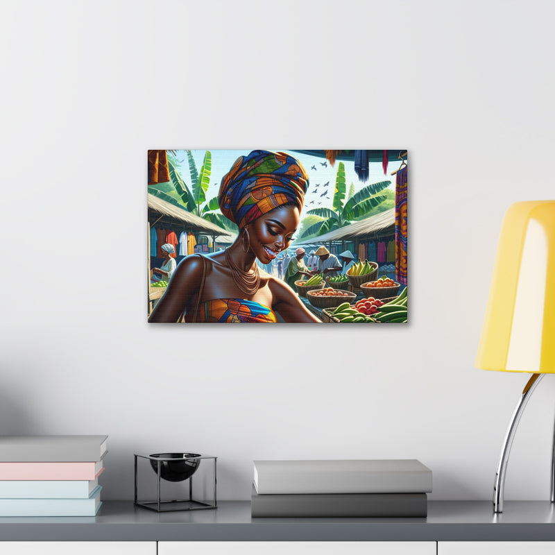 African Marketplace, African Inspired Canvas, Home Decor, Wall Decoration