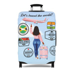 Travel Luggage Cover — "Let's Travel the World" Inspirational Passport Stamp Design