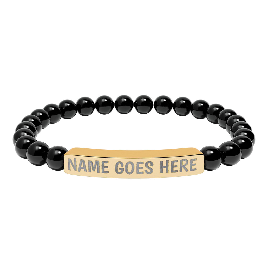 Engraved Natural Stone Stretch Bracelet