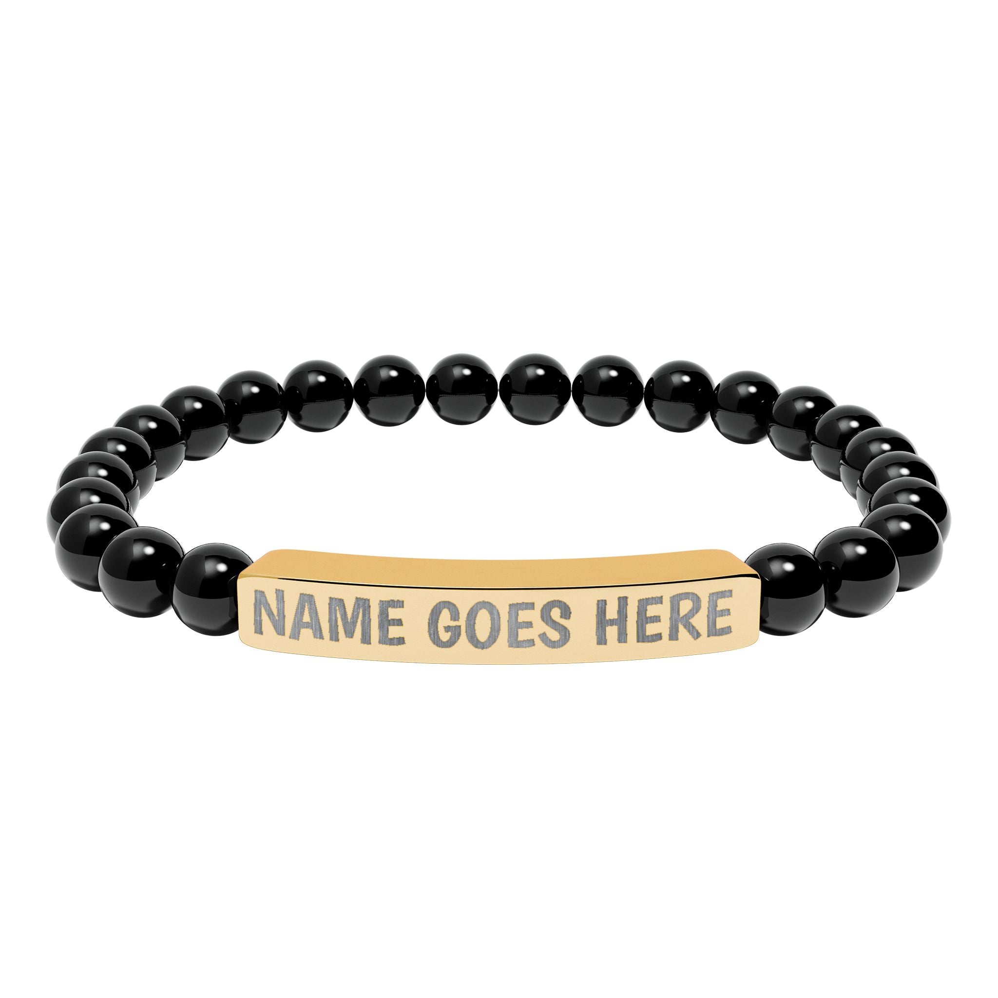 Engraved Natural Stone Stretch Bracelet