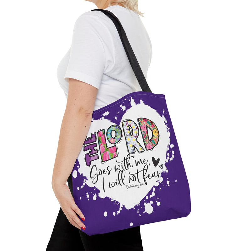 Faith-Inspired Tote Bag | The Lord Goes With Me | Religious Gift, Christian Accessory, Inspirational Bag, Church Tote, Spiritual Shopper