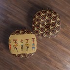 Tufted Floor Pillow, Round Floor Pillow, Reading Pillow, Bogolan African Print Pillow