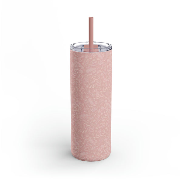 Maars Maker Skinny Matte Tumbler, 20oz, Rose Pink, Flower Tumbler