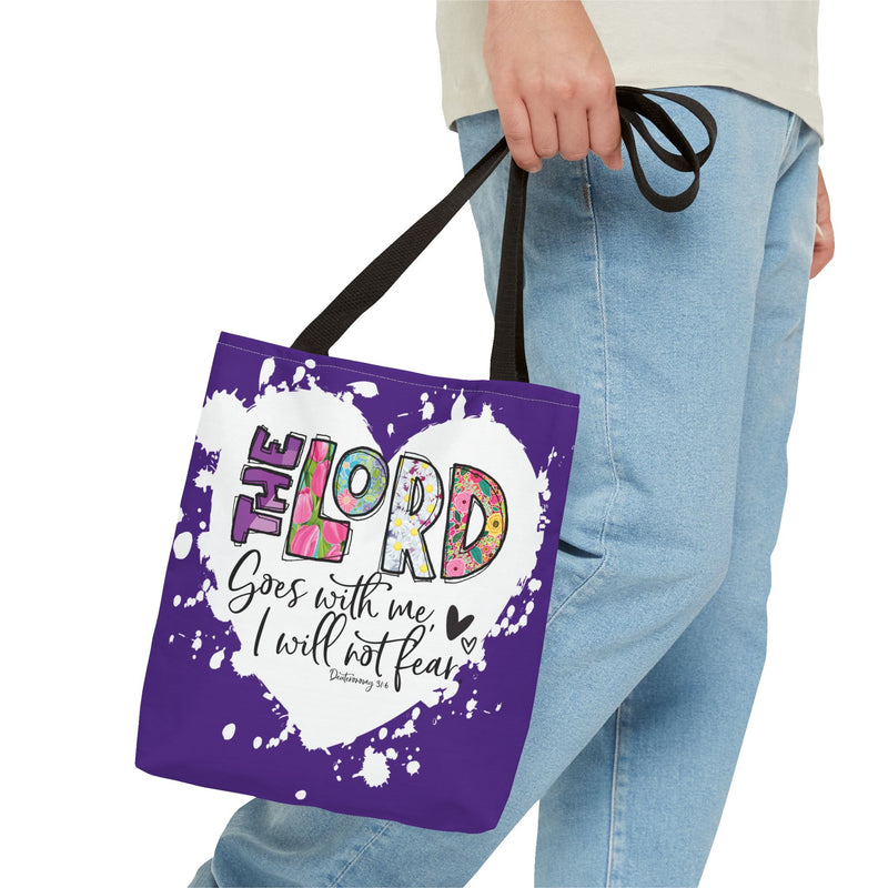 Faith-Inspired Tote Bag | The Lord Goes With Me | Religious Gift, Christian Accessory, Inspirational Bag, Church Tote, Spiritual Shopper