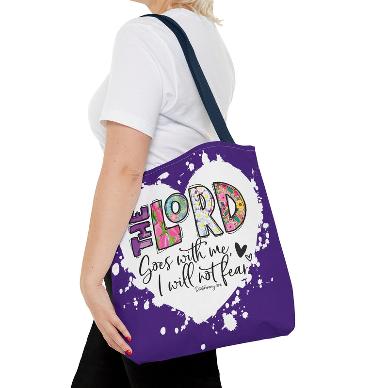 Faith-Inspired Tote Bag | The Lord Goes With Me | Religious Gift, Christian Accessory, Inspirational Bag, Church Tote, Spiritual Shopper