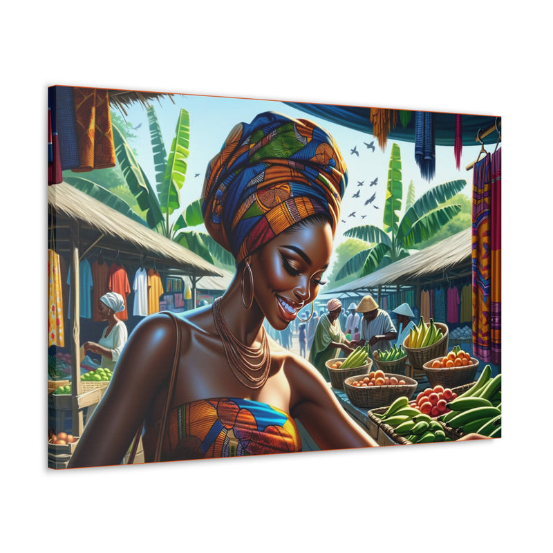 African Marketplace, African Inspired Canvas, Home Decor, Wall Decoration