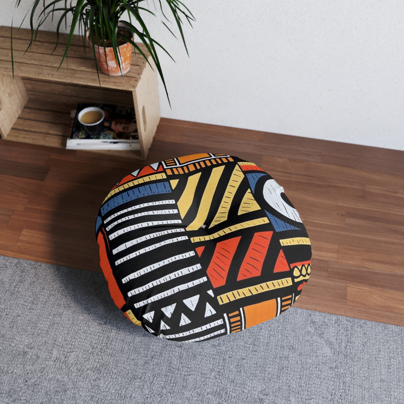 Floor Pillow, Tufted Round Floor Pillow, Reading Pillow, African Print Pillow