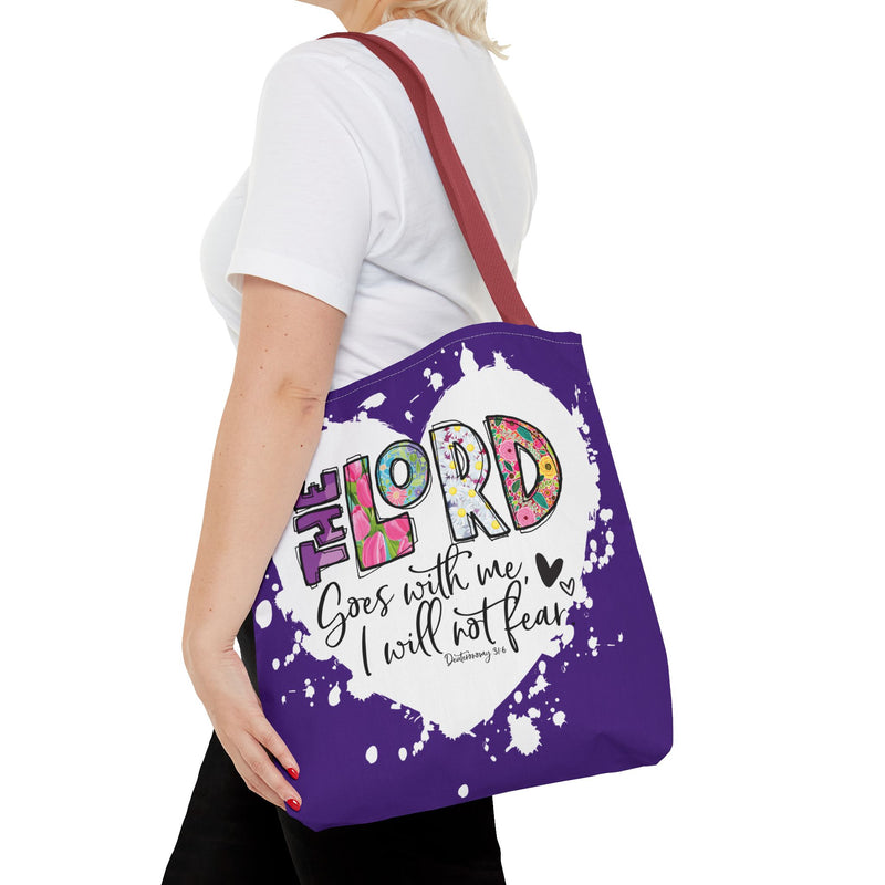 Faith-Inspired Tote Bag | The Lord Goes With Me | Religious Gift, Christian Accessory, Inspirational Bag, Church Tote, Spiritual Shopper
