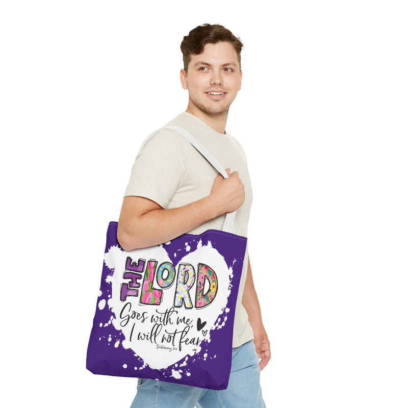Faith-Inspired Tote Bag | The Lord Goes With Me | Religious Gift, Christian Accessory, Inspirational Bag, Church Tote, Spiritual Shopper