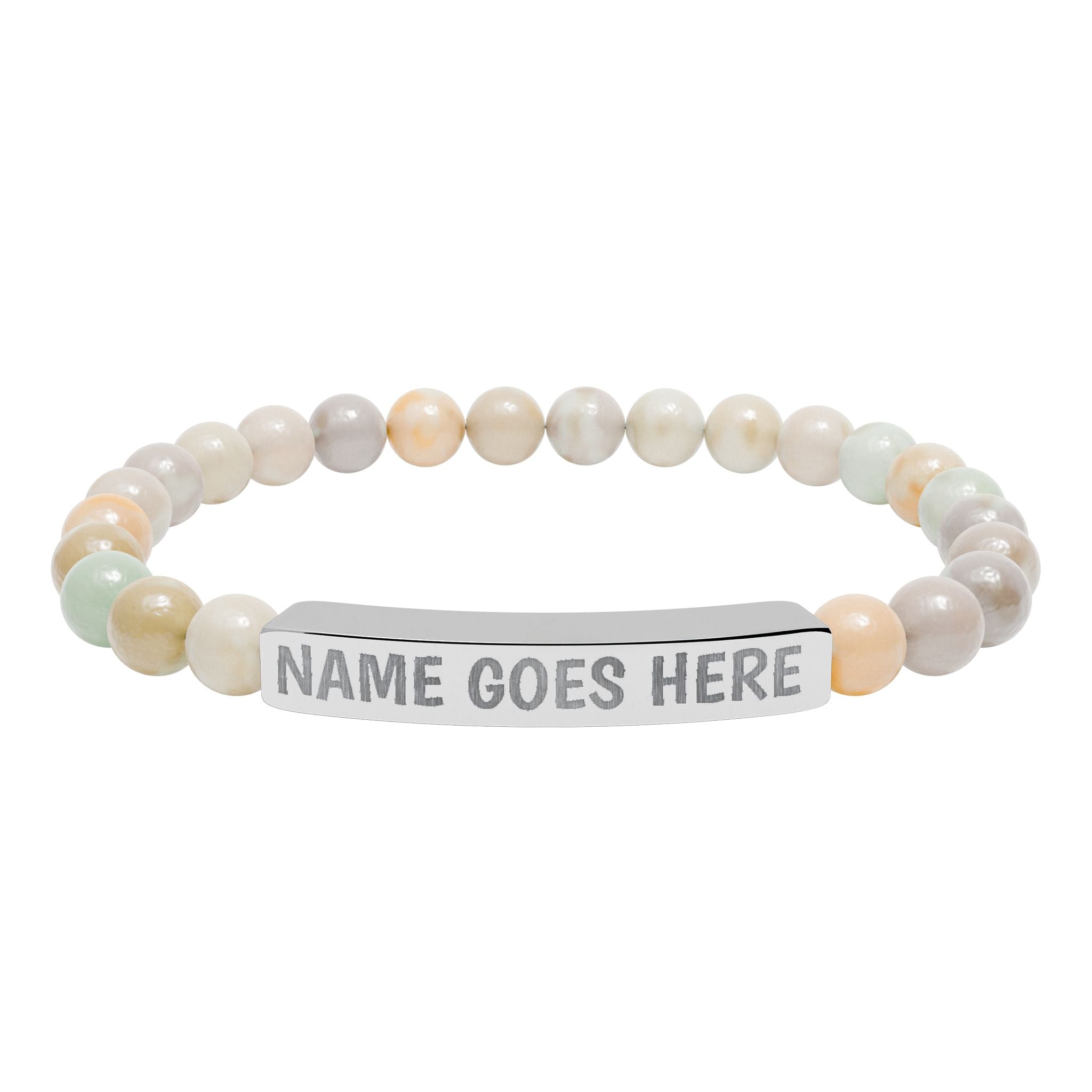 Engraved Natural Stone Stretch Bracelet