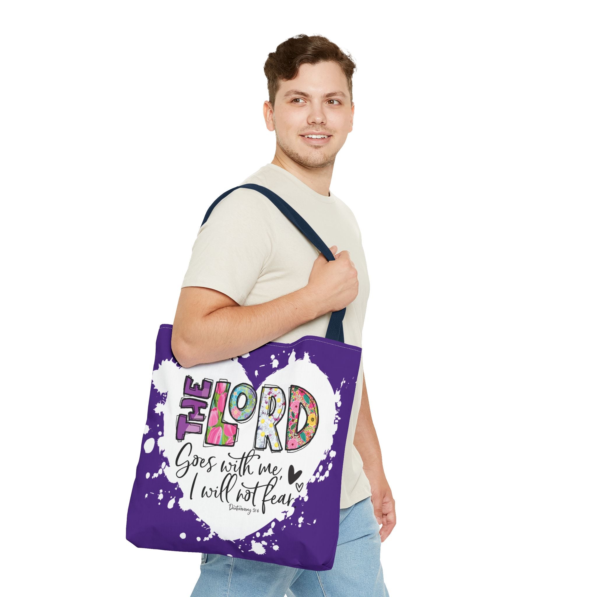 Faith-Inspired Tote Bag | The Lord Goes With Me | Religious Gift, Christian Accessory, Inspirational Bag, Church Tote, Spiritual Shopper