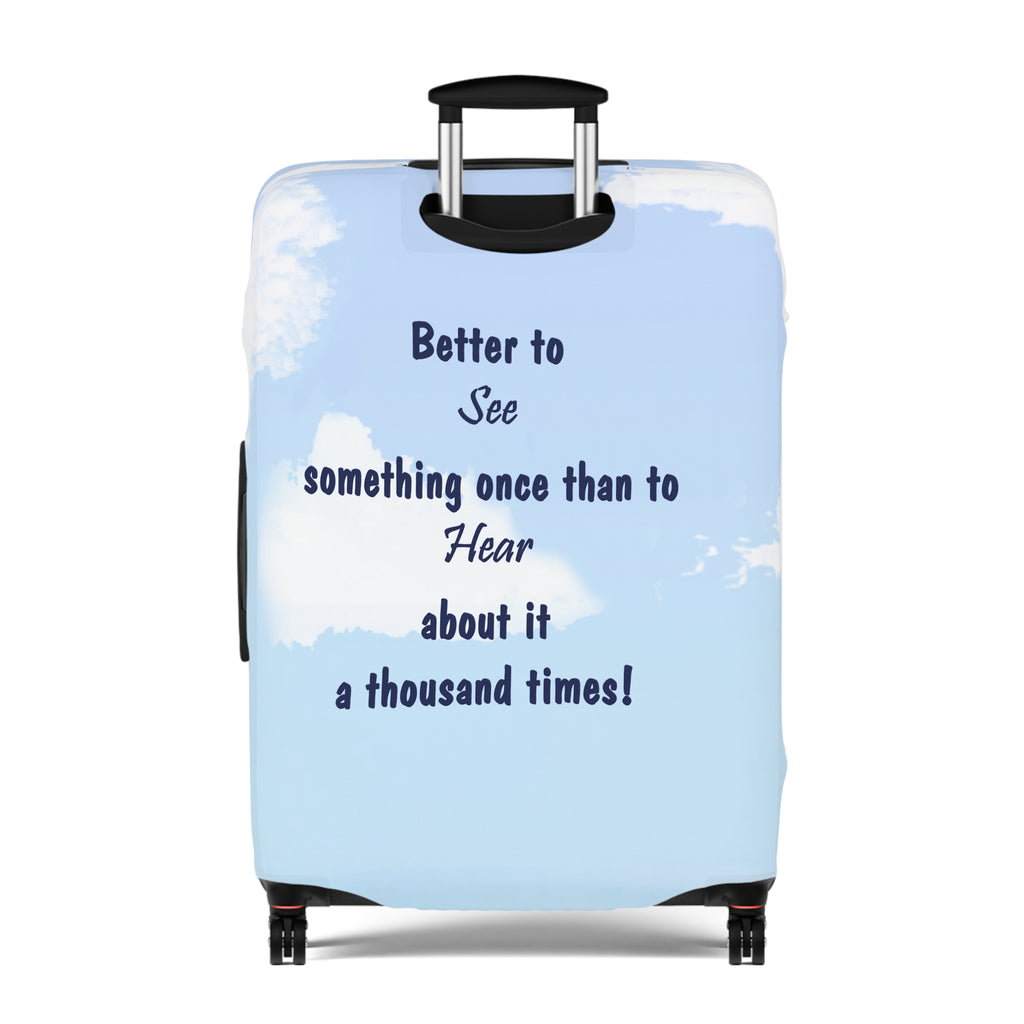 Travel Luggage Cover — "Let's Travel the World" Inspirational Passport Stamp Design