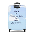 Travel Luggage Cover — "Let's Travel the World" Inspirational Passport Stamp Design