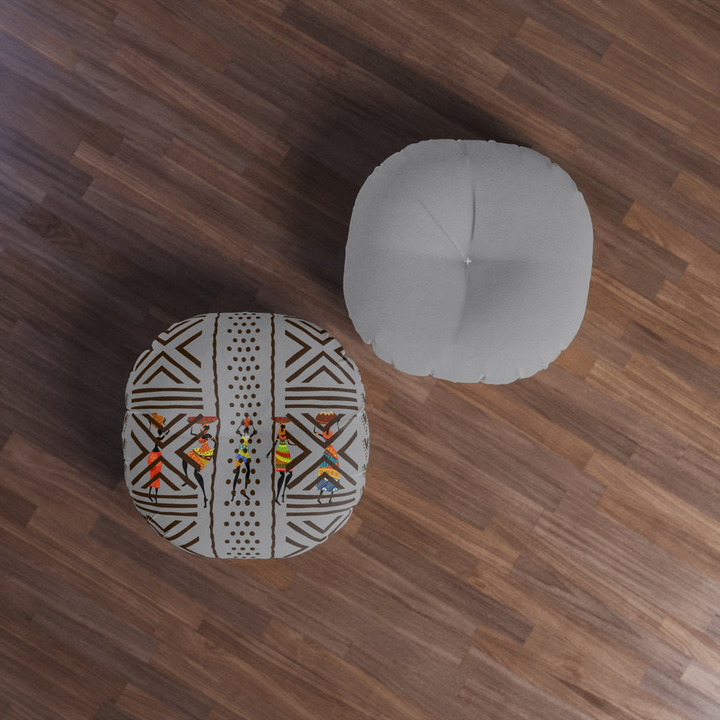 Tufted Floor Pillow, Round Floor Pillow, Reading Pillow, Bogolan African Print Pillow