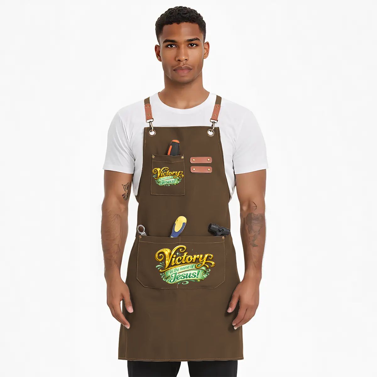Unisex Canvas Cross Back Apron with Pockets