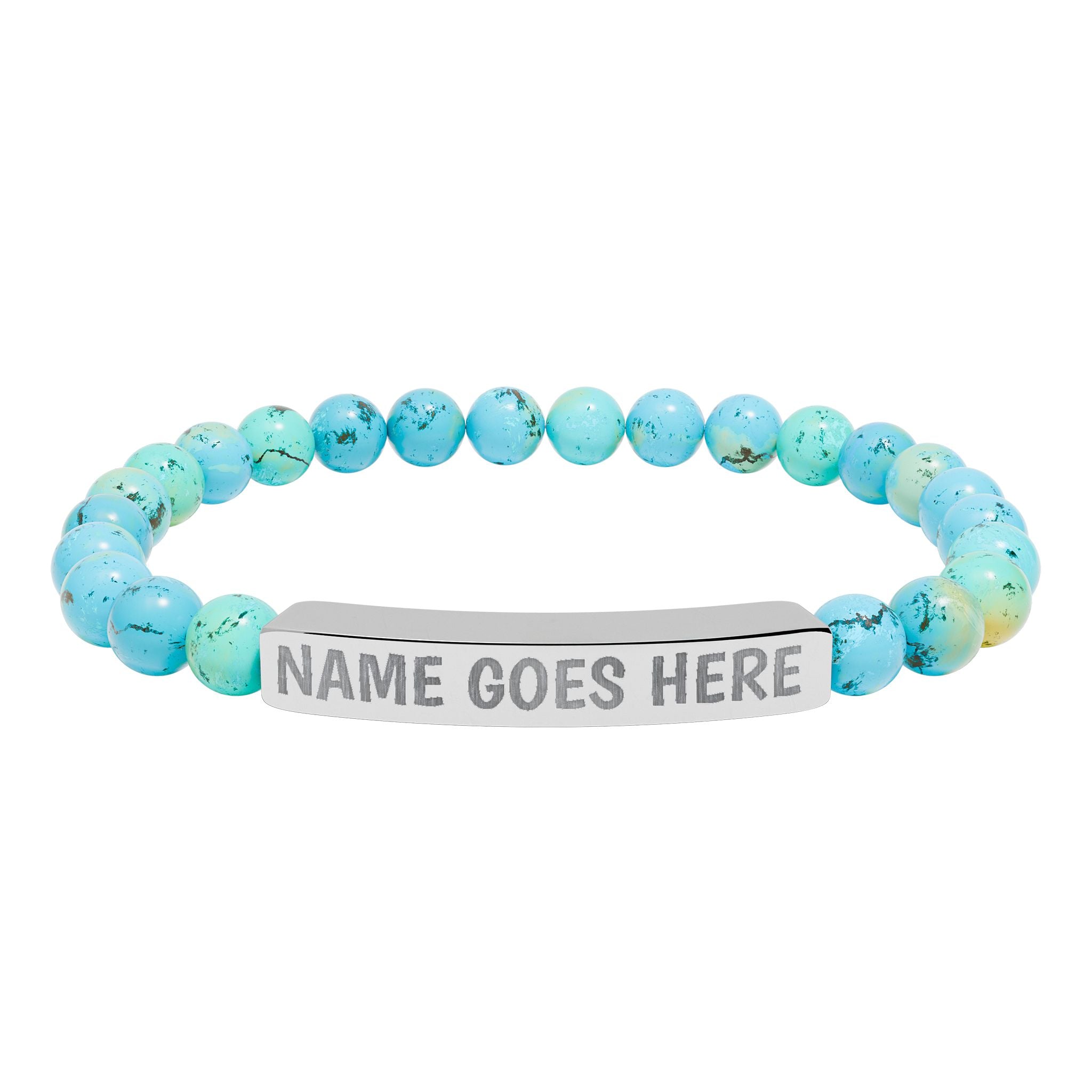 Engraved Natural Stone Stretch Bracelet