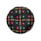 Floor Pillow, Tufted Round Floor Pillow, Reading Pillow, African Print Pillow, Aztec Design Pillow