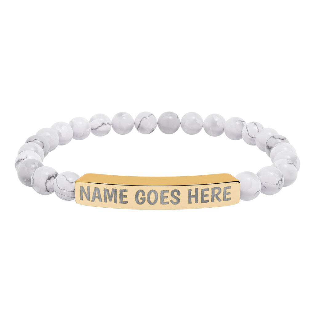 Engraved Natural Stone Stretch Bracelet