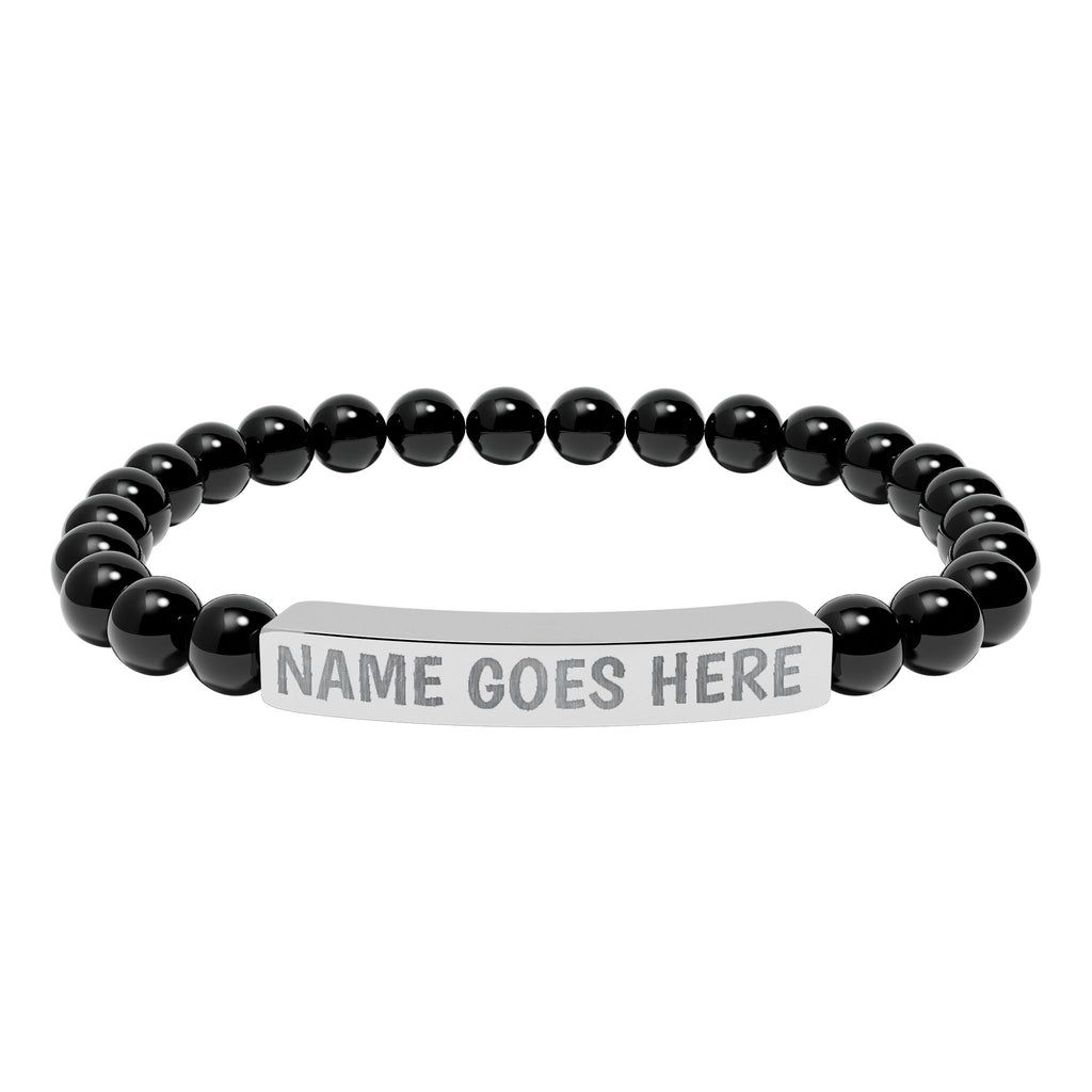 Engraved Natural Stone Stretch Bracelet
