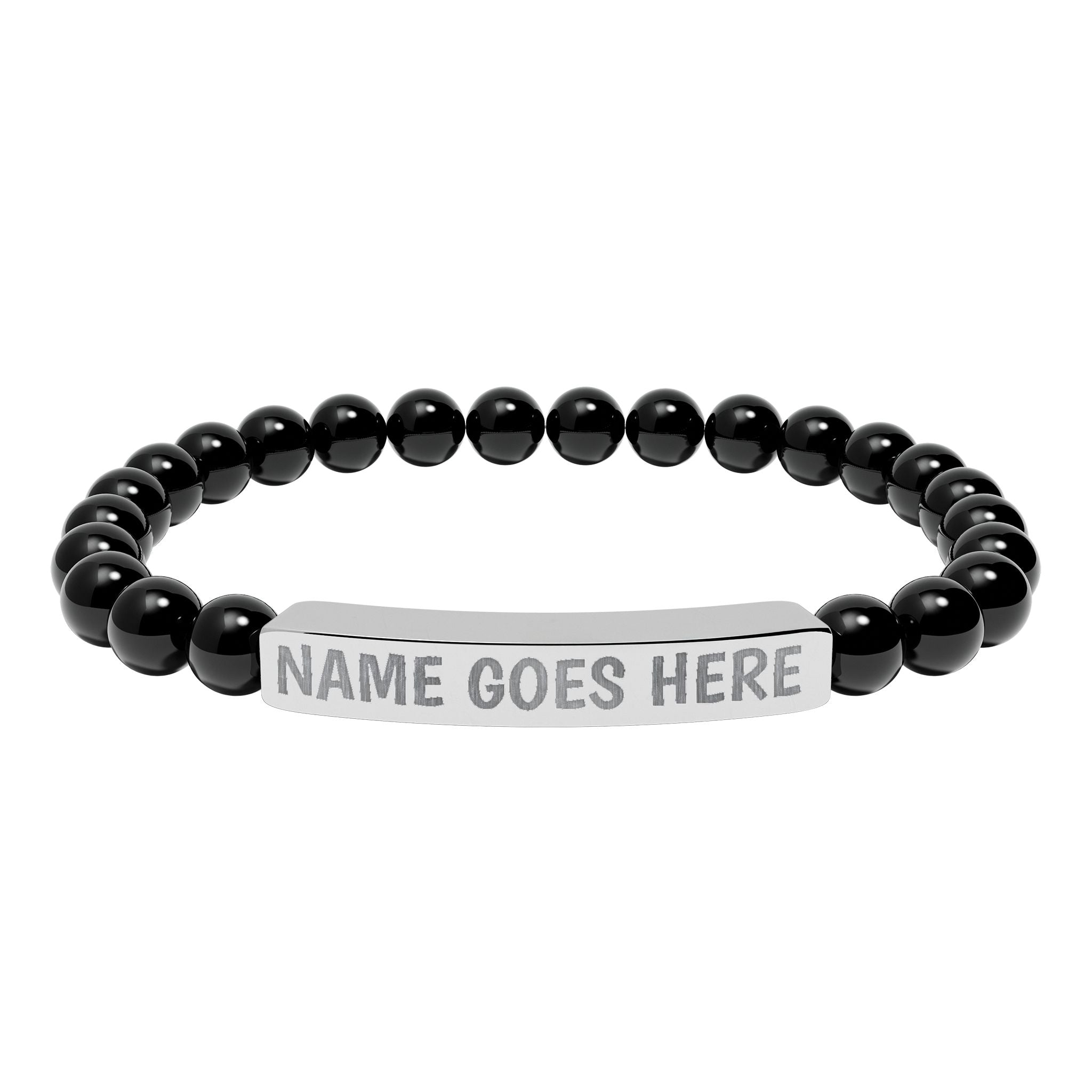 Engraved Natural Stone Stretch Bracelet