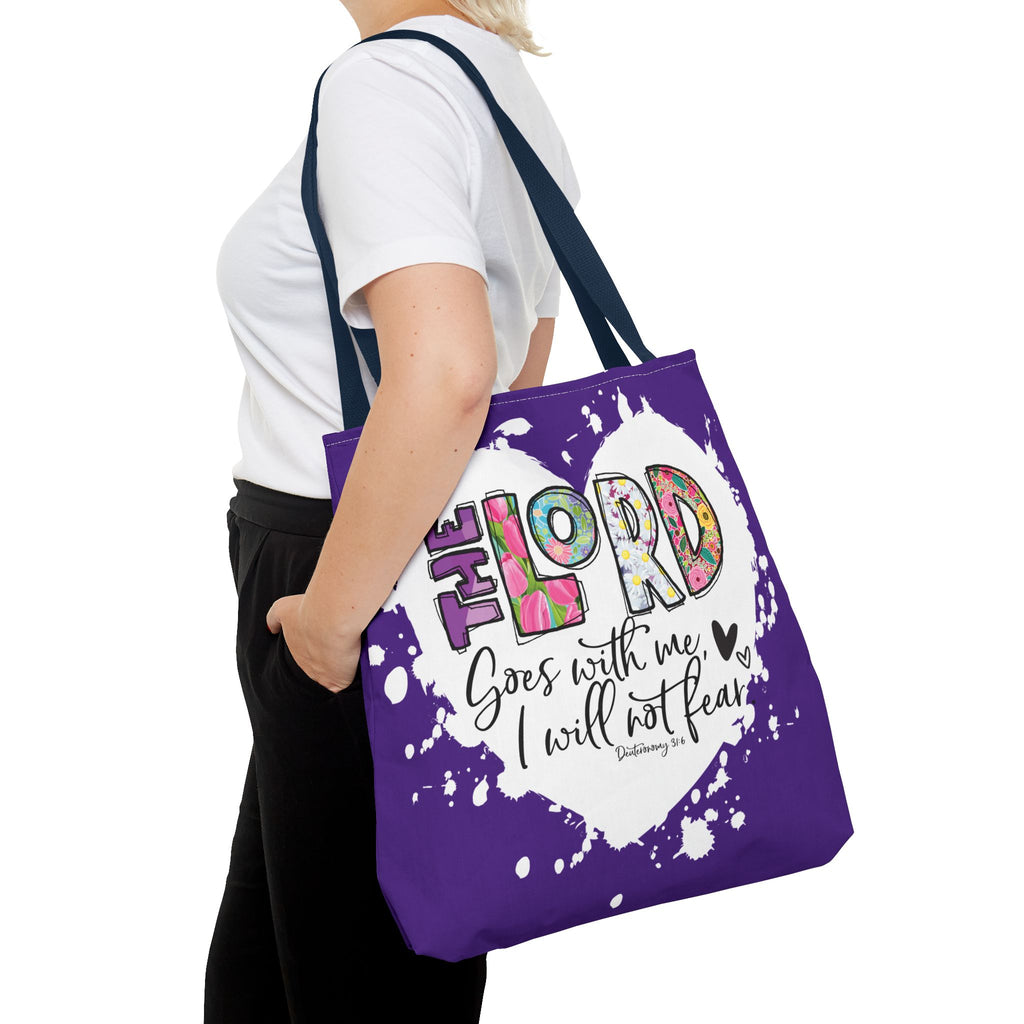 Faith-Inspired Tote Bag | The Lord Goes With Me | Religious Gift, Christian Accessory, Inspirational Bag, Church Tote, Spiritual Shopper