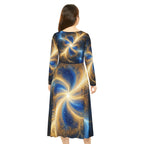 Blue and Gold Print Dance Dress